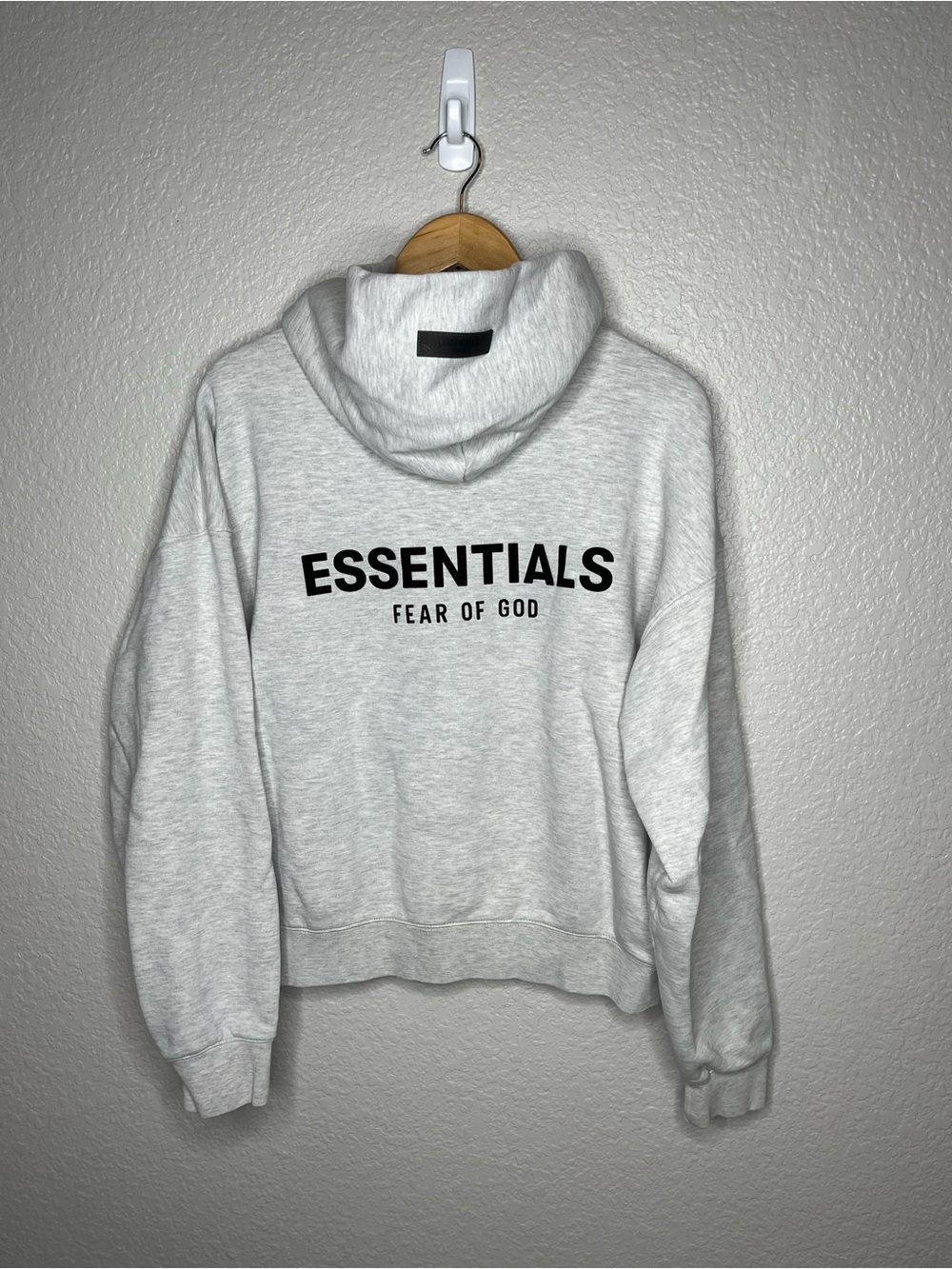 Fear of God Essentials Heather Gray Logo Pullover Hoodie Size Small